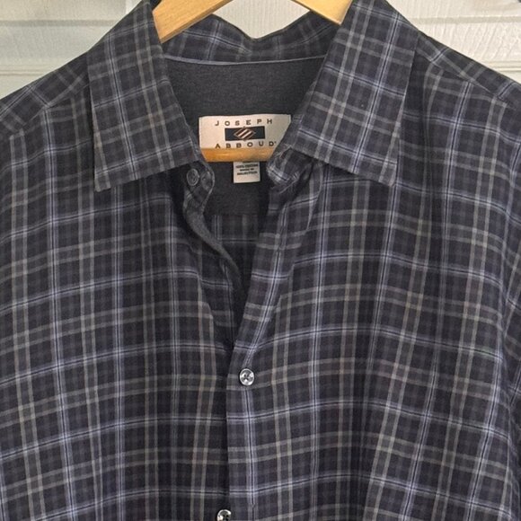 Joseph Abboud Long-sleeve Blue & Grey Plaid Button-down Shirt, XL - Picture 1 of 4
